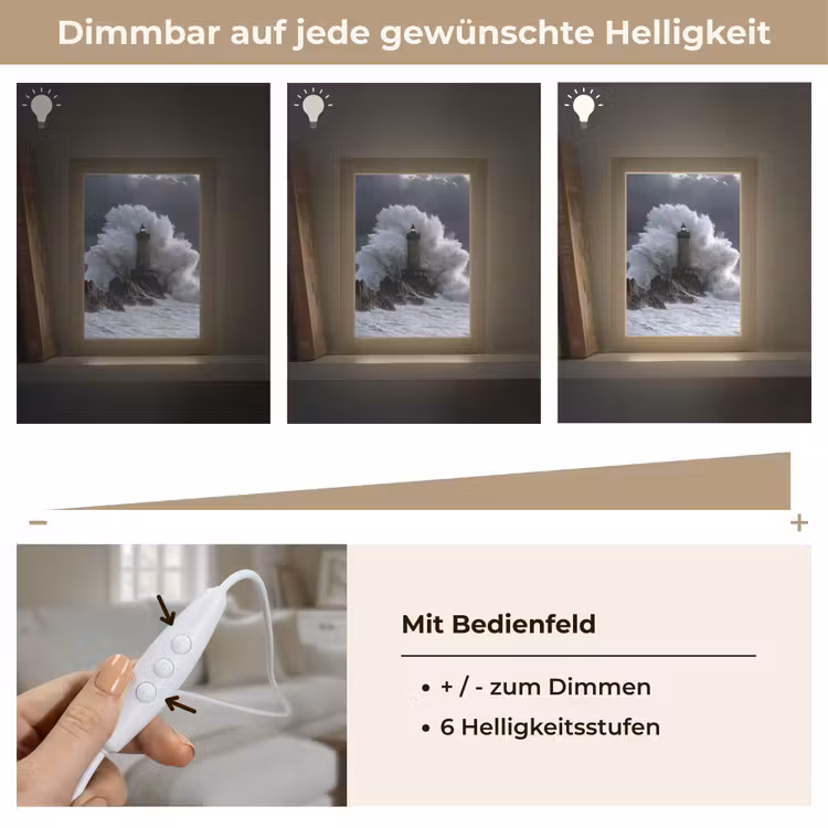 Golf - Vuurtoren - Schuimend water Light Box met kabel (Tafellamp) klein -USP_dimbaarDE