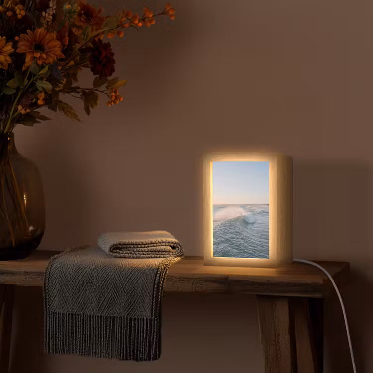 Golf - Zee - Water Light Box met kabel (Tafellamp) klein -sfeer4