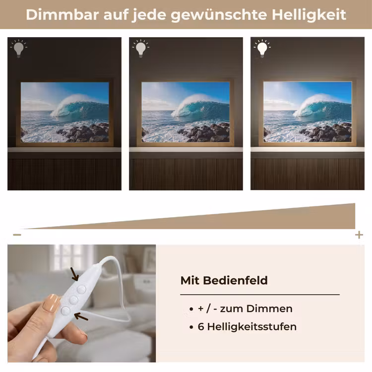 Golf - Oceaan - Brekend - Water - Blauw Light Box met kabel (Tafellamp) klein -USP_dimbaarDE