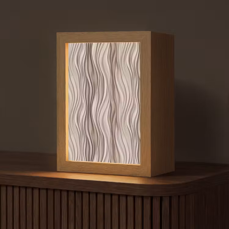 Golven - 3D - Crème Light Box met kabel (Tafellamp) klein 925 -z3d_website