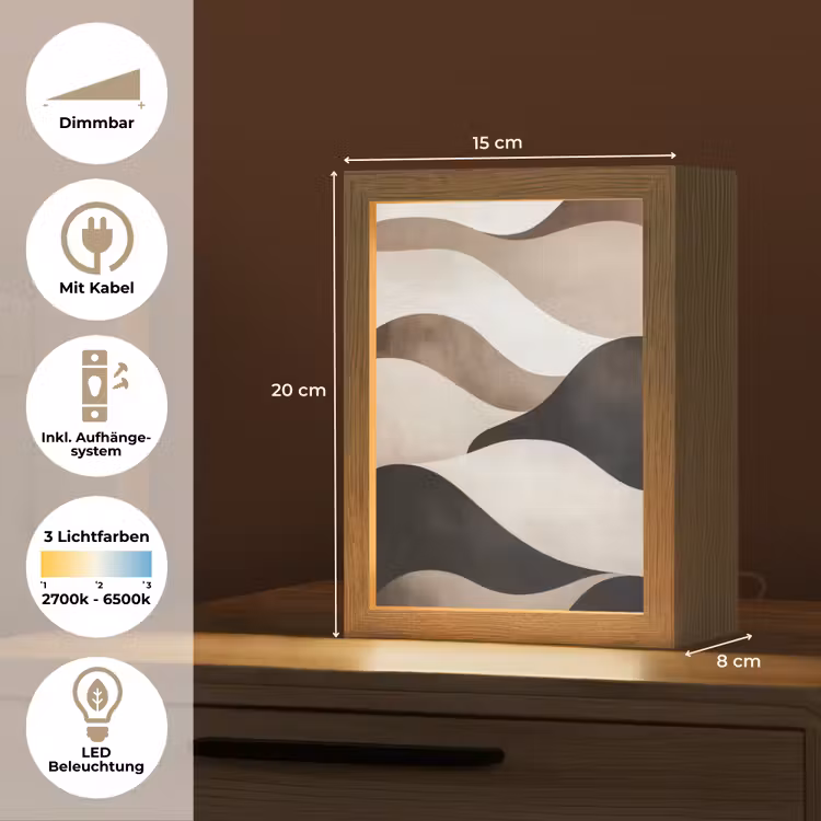 Golven - Abstract - Beige Light Box met kabel (Tafellamp) klein -USP_DE