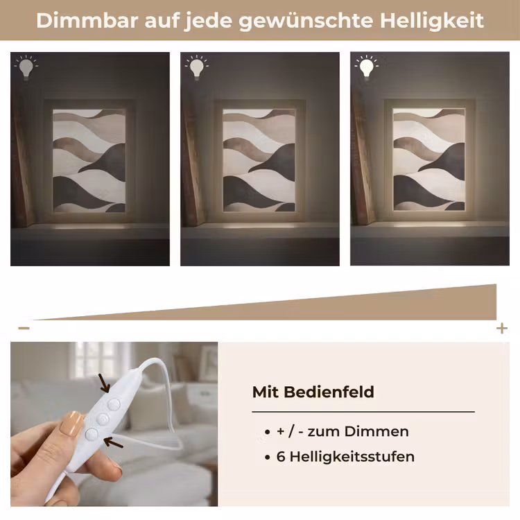 Golven - Abstract - Beige Light Box met kabel (Tafellamp) klein -USP_dimbaarDE