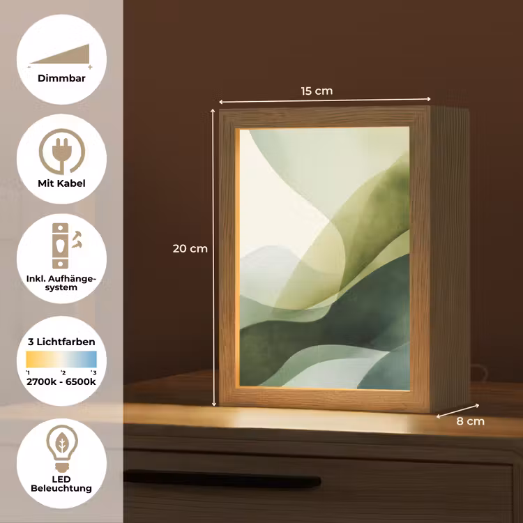 Golven - Abstract - Lichtgroen - Sierlijk Light Box met kabel (Tafellamp) klein -USP_DE