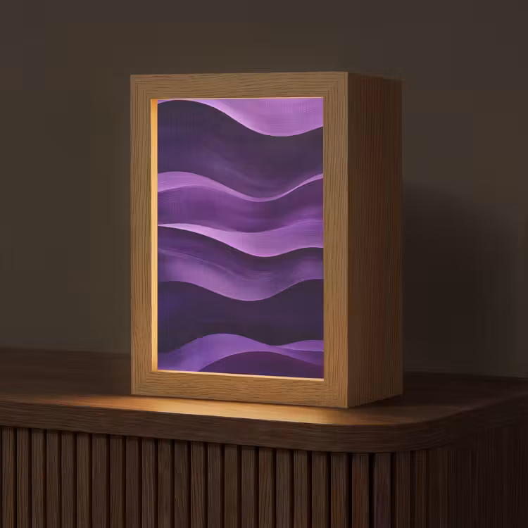 Golven - Abstract - Paars Light Box met kabel (Tafellamp) klein -z3d_website
