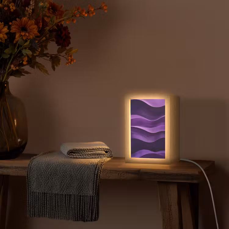 Golven - Abstract - Paars Light Box met kabel (Tafellamp) klein -sfeer4