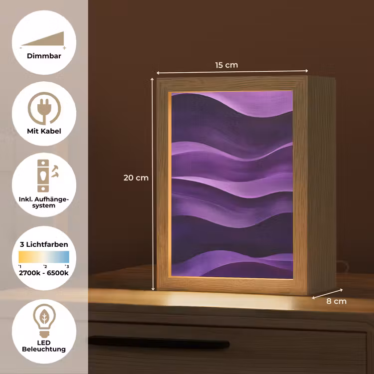 Golven - Abstract - Paars Light Box met kabel (Tafellamp) klein -USP_DE