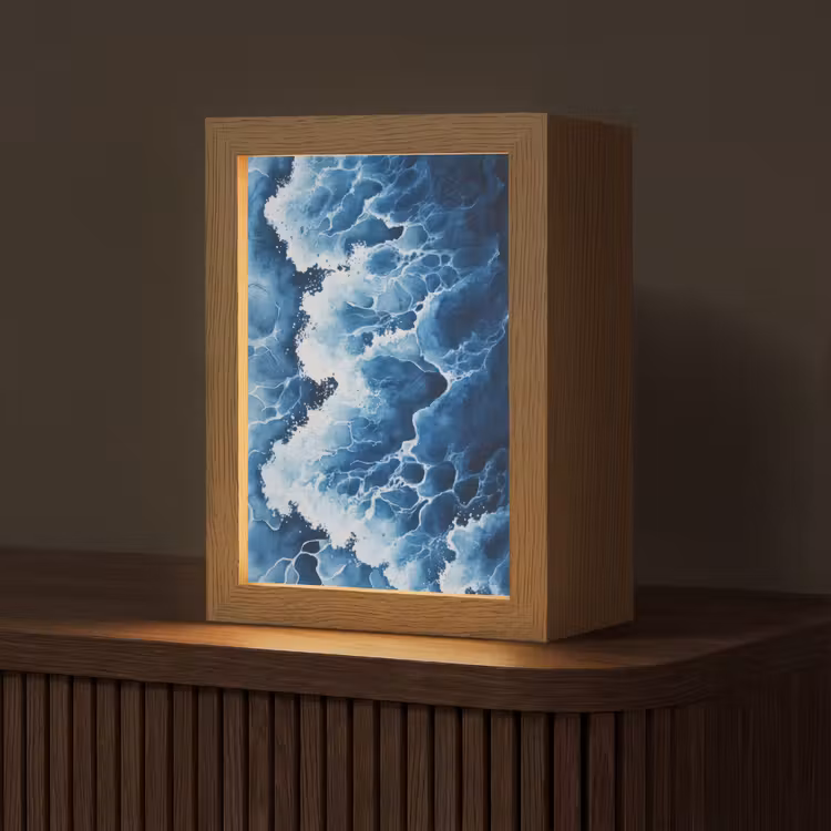Golven - Blauw - Schuim Light Box met kabel (Tafellamp) klein -z3d_website