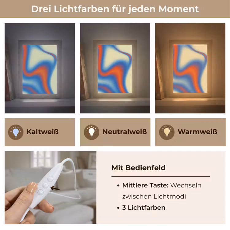 Golven - Kleurrijk - Abstract Light Box met kabel (Tafellamp) klein -USP_lichtkleurDE