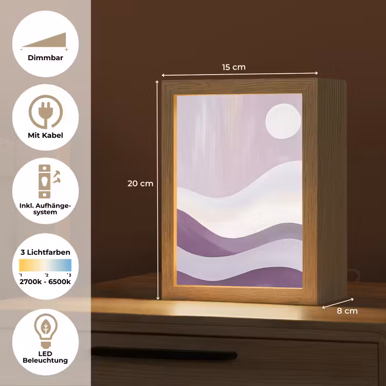 Golven - Heuvels - Abstract - Paars Light Box met kabel (Tafellamp) klein -USP_DE