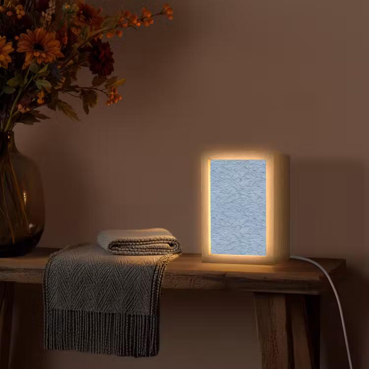Golven - Ritmisch - Blauw Light Box met kabel (Tafellamp) klein 925 -sfeer4