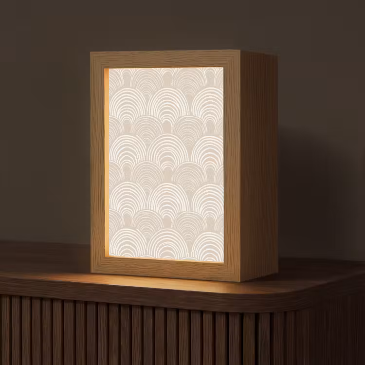 Golven - Structuur - Beige Light Box met kabel (Tafellamp) klein 925 -z3d_website