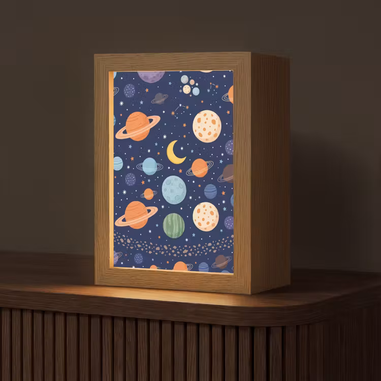 Ruimte - Planeten - Kleurrijk Light Box met kabel (Tafellamp) klein -z3d_website