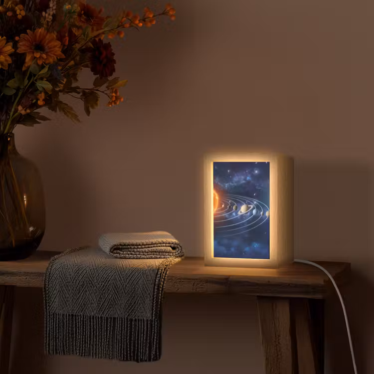 Ruimte - Zonnestelsel - Blauw Light Box met kabel (Tafellamp) klein -sfeer4