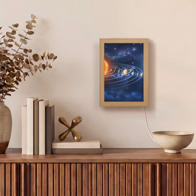 Ruimte - Zonnestelsel - Blauw Light Box met kabel (Tafellamp) klein -sfeer2