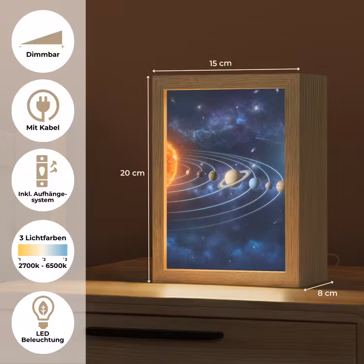 Ruimte - Zonnestelsel - Blauw Light Box met kabel (Tafellamp) klein -USP_DE
