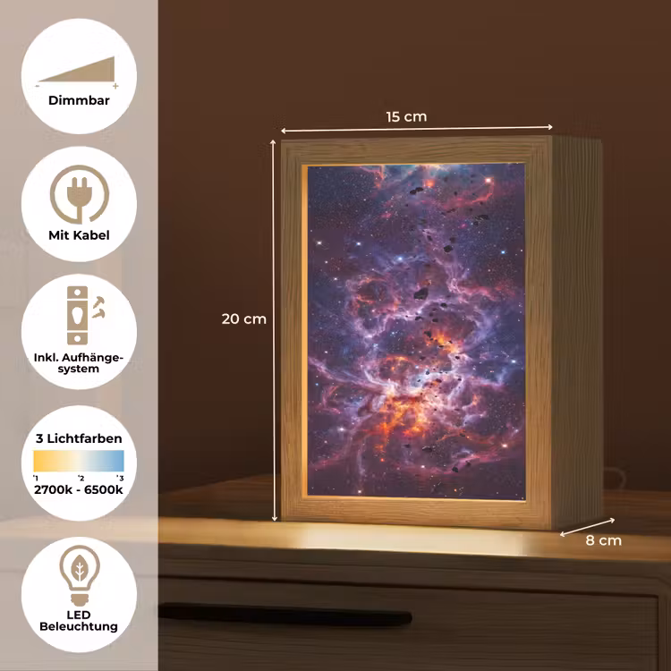 Space - Stars - Abstract - Colorful Light Box met kabel (Tafellamp) klein -USP_DE