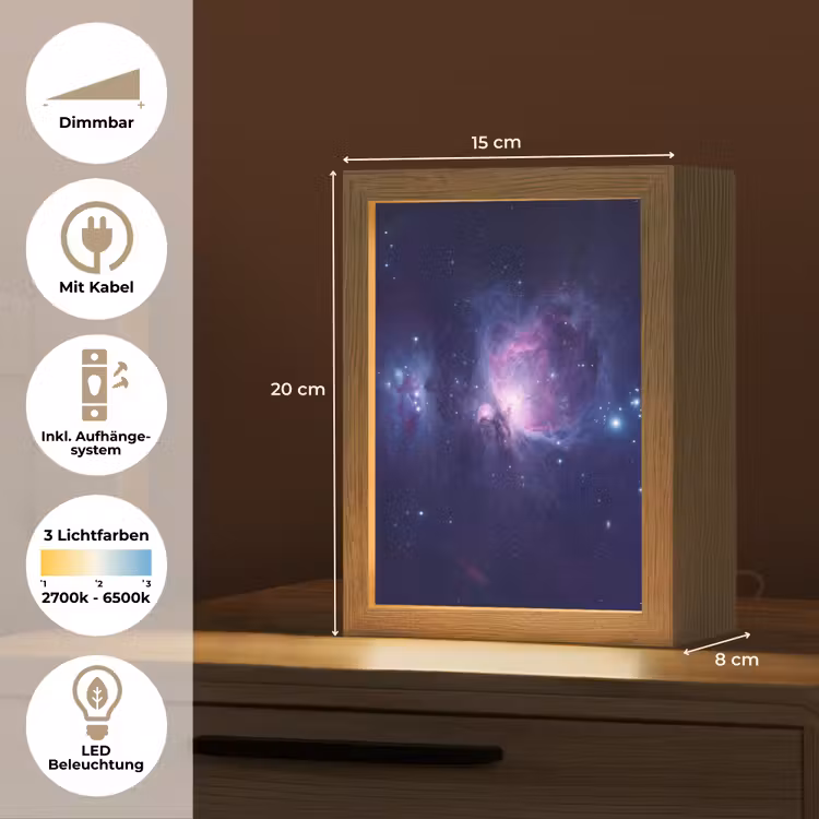 Ruimte - Sterren - Kleurrijk Light Box met kabel (Tafellamp) klein -USP_DE