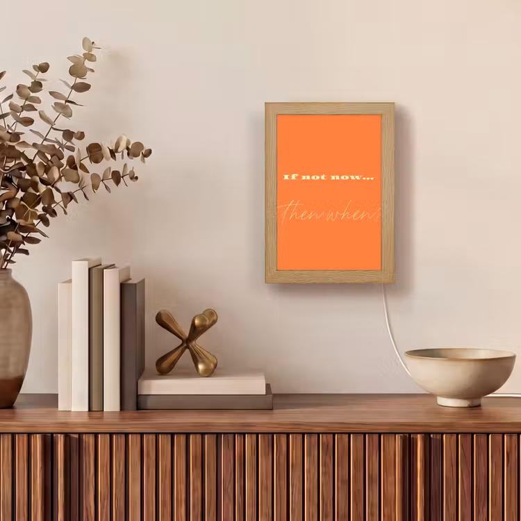 If not now then when - Oranje - Geel - Levendig Light Box met kabel (Tafellamp) klein -sfeer2