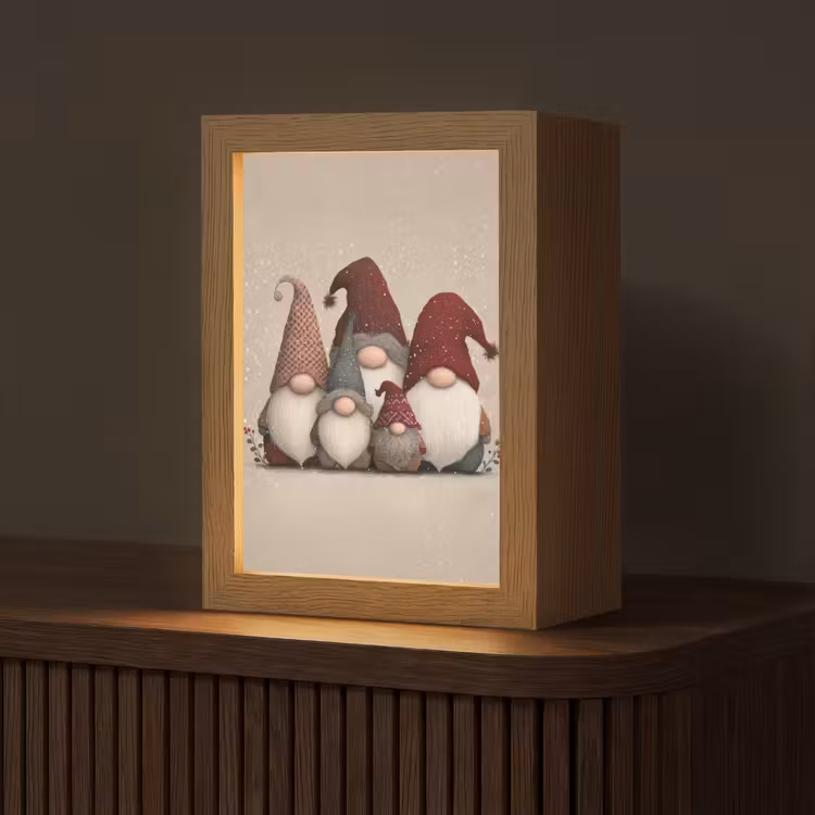Kabouters - Kerst - Sneeuw - Puntmutsen Light Box met kabel (Tafellamp) klein -z3d_website