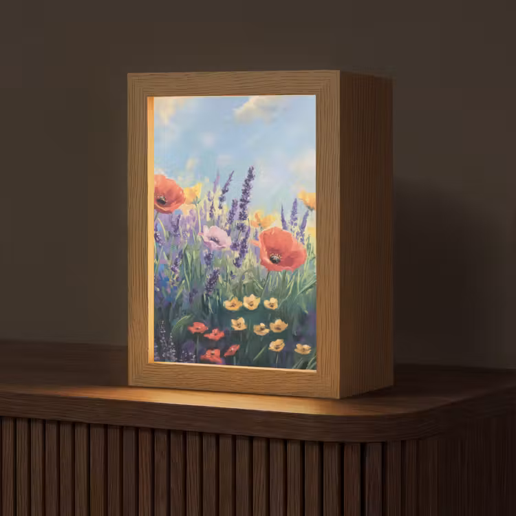 Weide - Bloemen - Kleurrijk Light Box met kabel (Tafellamp) klein -z3d_website
