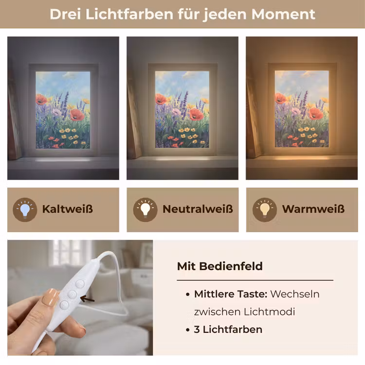 Weide - Bloemen - Kleurrijk Light Box met kabel (Tafellamp) klein -USP_lichtkleurDE