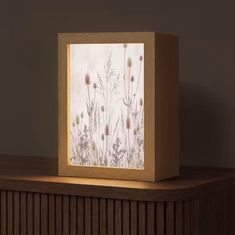 Weidebloemen - Design - Sepia Light Box met kabel (Tafellamp) klein -z3d_website
