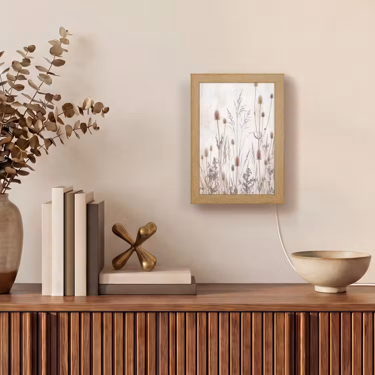 Weidebloemen - Design - Sepia Light Box met kabel (Tafellamp) klein -sfeer2
