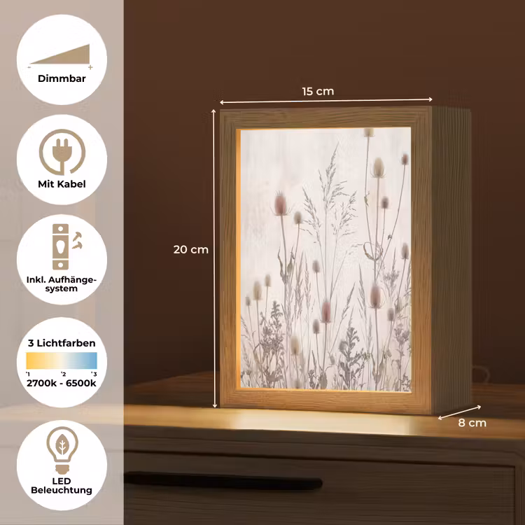 Weidebloemen - Design - Sepia Light Box met kabel (Tafellamp) klein -USP_DE