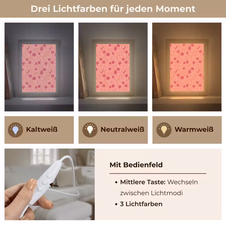 Weidebloemen - Romantisch - Roze Light Box met kabel (Tafellamp) klein 925 -USP_lichtkleurDE