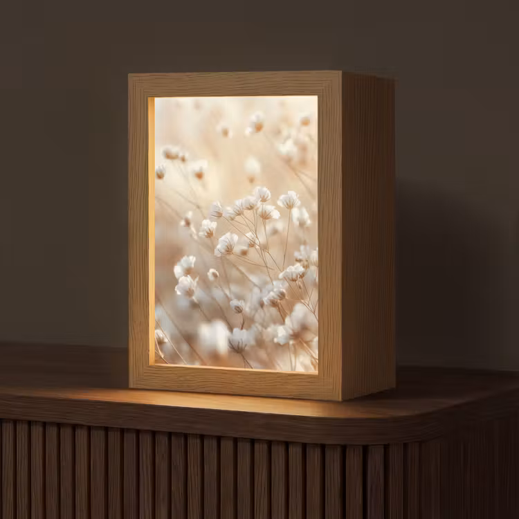 Wilde - Bloemen - Wit Light Box met kabel (Tafellamp) klein -z3d_website