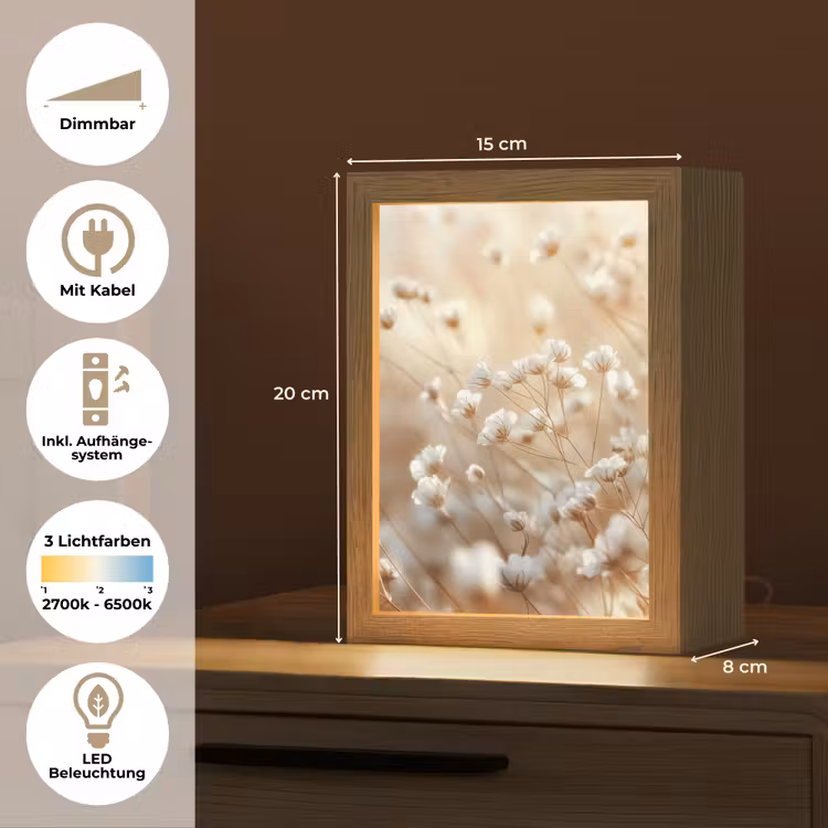 Wilde - Bloemen - Wit Light Box met kabel (Tafellamp) klein -USP_DE