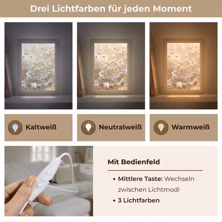 Wilde - Bloemen - Wit Light Box met kabel (Tafellamp) klein -USP_lichtkleurDE