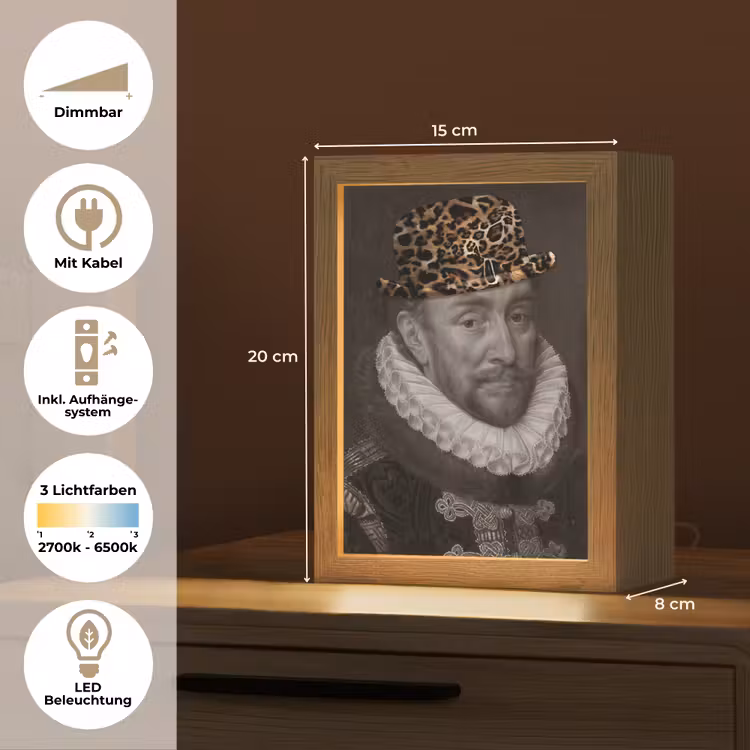 Willem van Oranje - Adriaen Thomasz - Panterprint Light Box met kabel (Tafellamp) klein -USP_DE