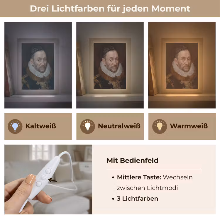 Willem van Oranje - Schilderij - Oude meesters - Kunst Light Box met kabel (Tafellamp) klein -USP_lichtkleurDE