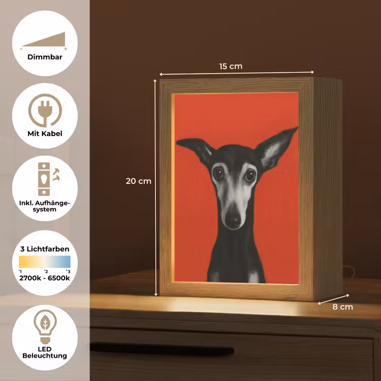 Windhond - Minimalistisch - Rood Light Box met kabel (Tafellamp) klein -USP_DE