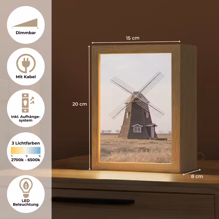 Windmolens - Landschap - Veld Light Box met kabel (Tafellamp) klein -USP_DE