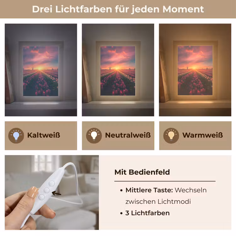 Windmolen - Zonsondergang - Landschap Light Box met kabel (Tafellamp) klein -USP_lichtkleurDE