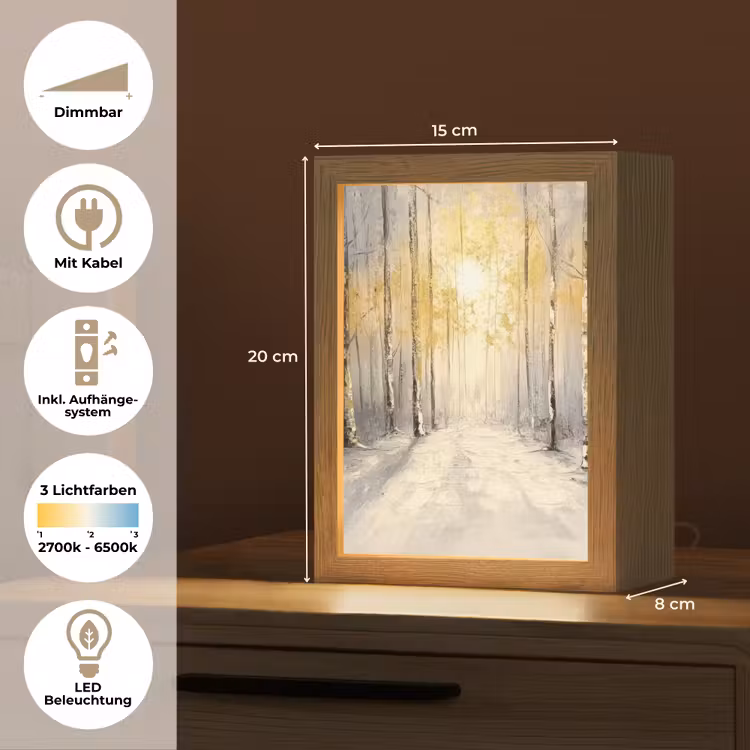 Winter - Abstract - Sneeuw - Natuur - Zon Light Box met kabel (Tafellamp) klein -USP_DE