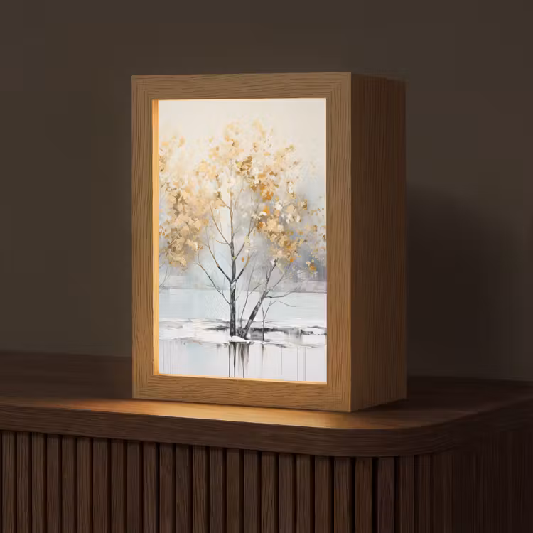 Winter - Bomen - Natuur - Acryl - Kunst Light Box met kabel (Tafellamp) klein -z3d_website