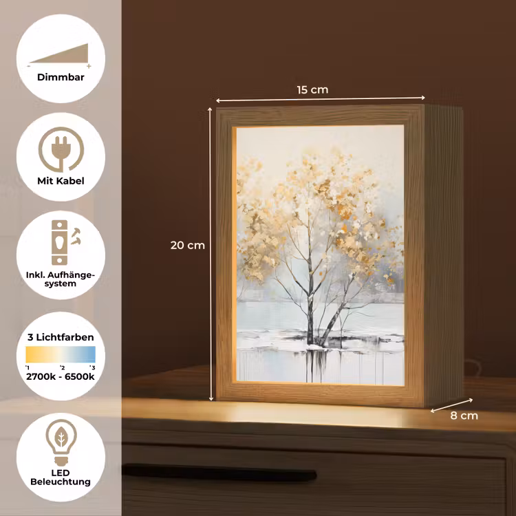 Winter - Bomen - Natuur - Acryl - Kunst Light Box met kabel (Tafellamp) klein -USP_DE