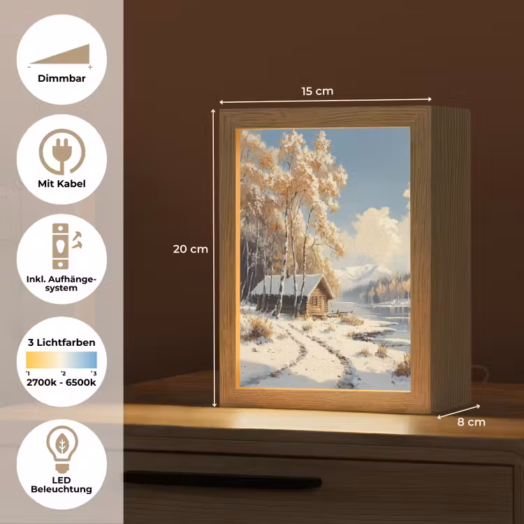 Winter - Sneeuw - Huis - Natuur Light Box met kabel (Tafellamp) klein -USP_DE