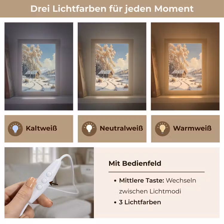 Winter - Sneeuw - Huis - Natuur Light Box met kabel (Tafellamp) klein -USP_lichtkleurDE