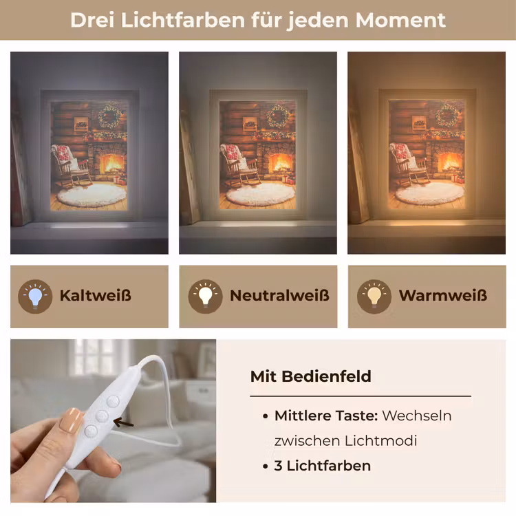 Winter - Kerst - Huis - Openhaard Light Box met kabel (Tafellamp) klein -USP_lichtkleurDE
