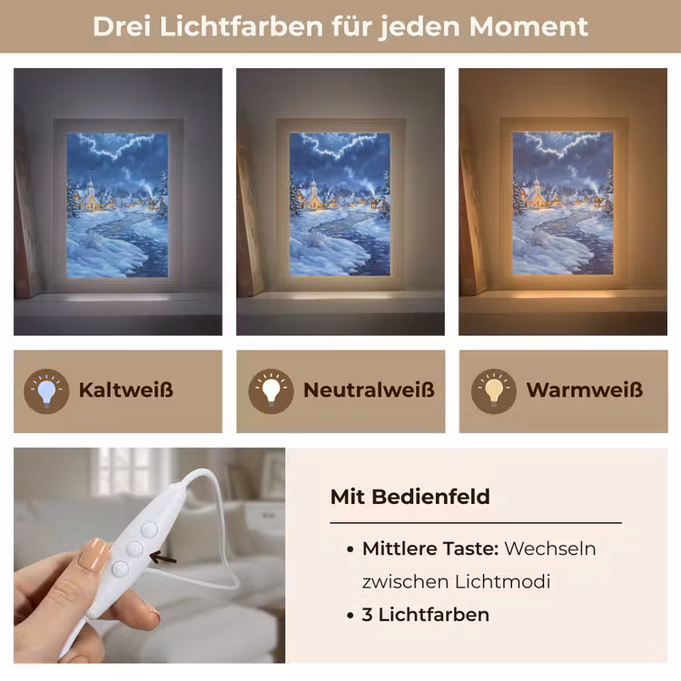 Winteravond - Kerstdorp - Donker Light Box met kabel (Tafellamp) klein -USP_lichtkleurDE