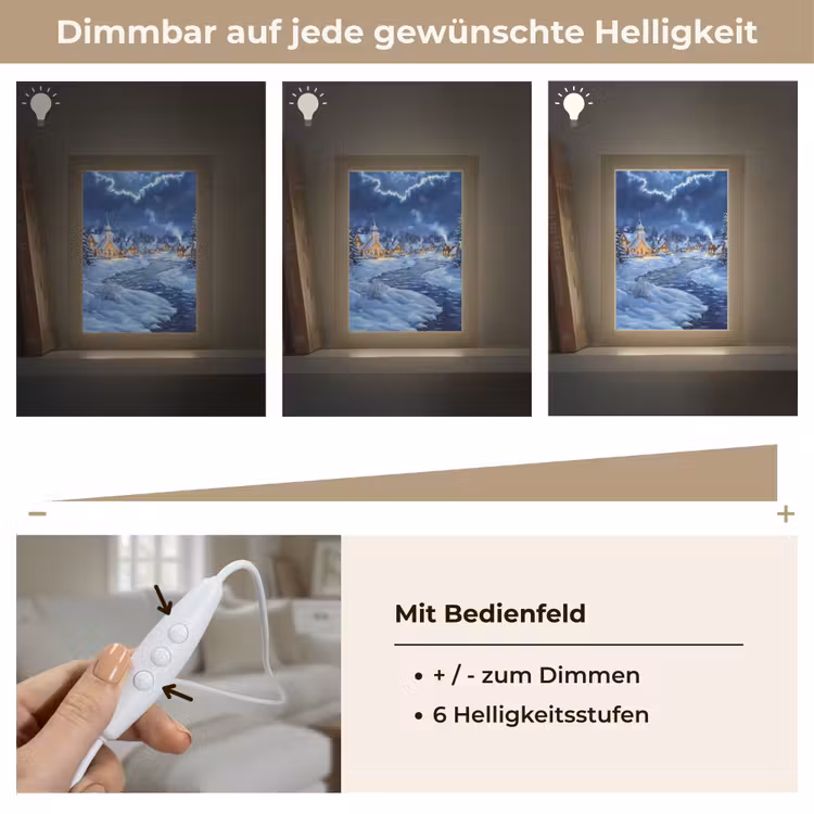 Winteravond - Kerstdorp - Donker Light Box met kabel (Tafellamp) klein -USP_dimbaarDE