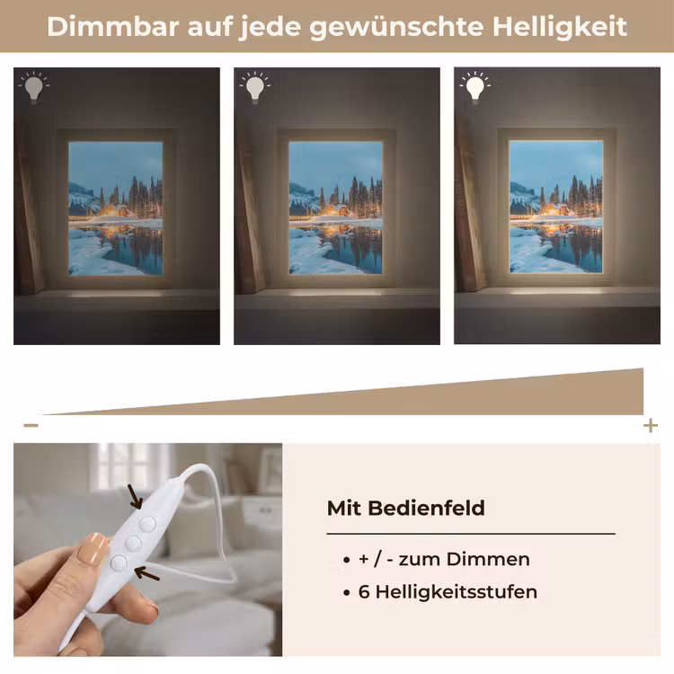 Winterlandschap - Natuur - Huis - Bergen - Sneeuw Light Box met kabel (Tafellamp) klein -USP_dimbaarDE
