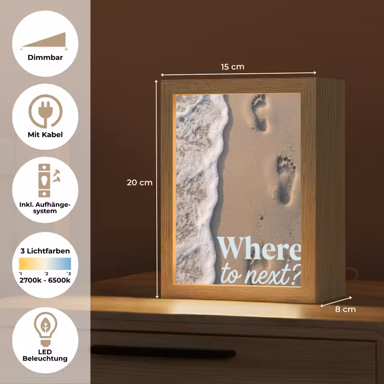 Where to next - Strand - Voetstappen Light Box met kabel (Tafellamp) klein -USP_DE