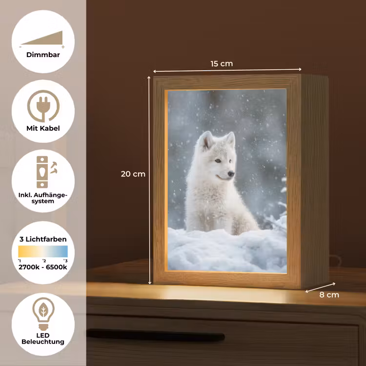 Wolf - Pup - Sneeuw Light Box met kabel (Tafellamp) klein -USP_DE