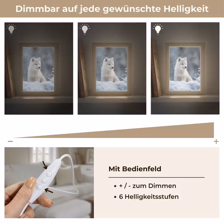 Wolf - Pup - Sneeuw Light Box met kabel (Tafellamp) klein -USP_dimbaarDE