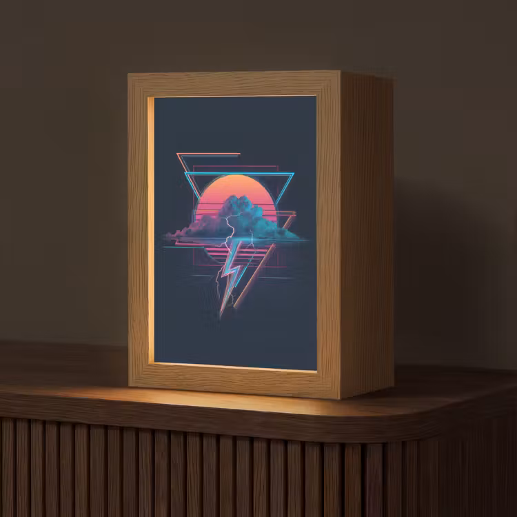 Wolk - Bliksemschicht - Driehoeken - Lijnen Light Box met kabel (Tafellamp) klein -z3d_website